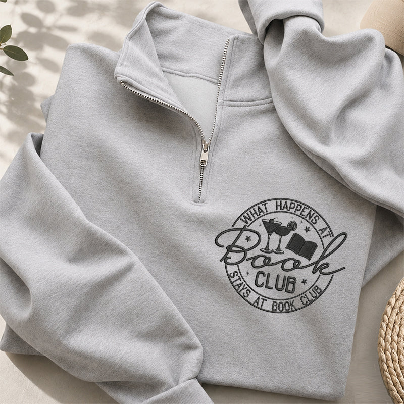 Embroidered Funny Book Club Classic Quarter Zip Sweatshirt