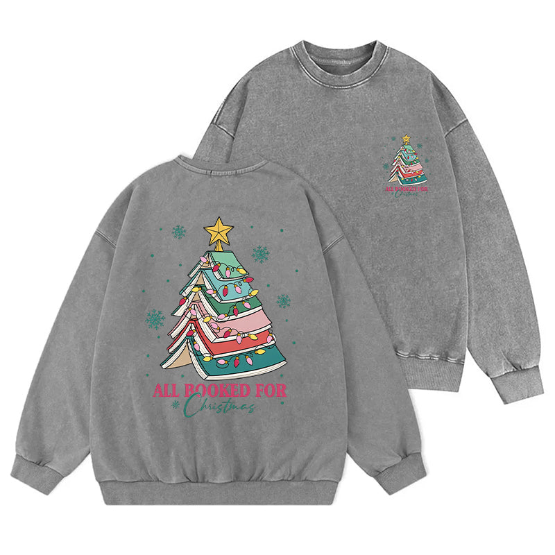 All Booekd For Christmas Washed Crewneck Sweatshirt