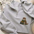 Embroidered Reading Otter Classic Quarter Zip Sweatshirt