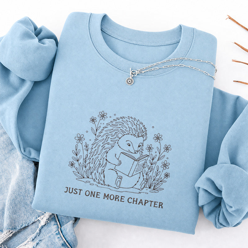 Embroidered Reading Hedgehog Classic Crewneck Sweatshirt