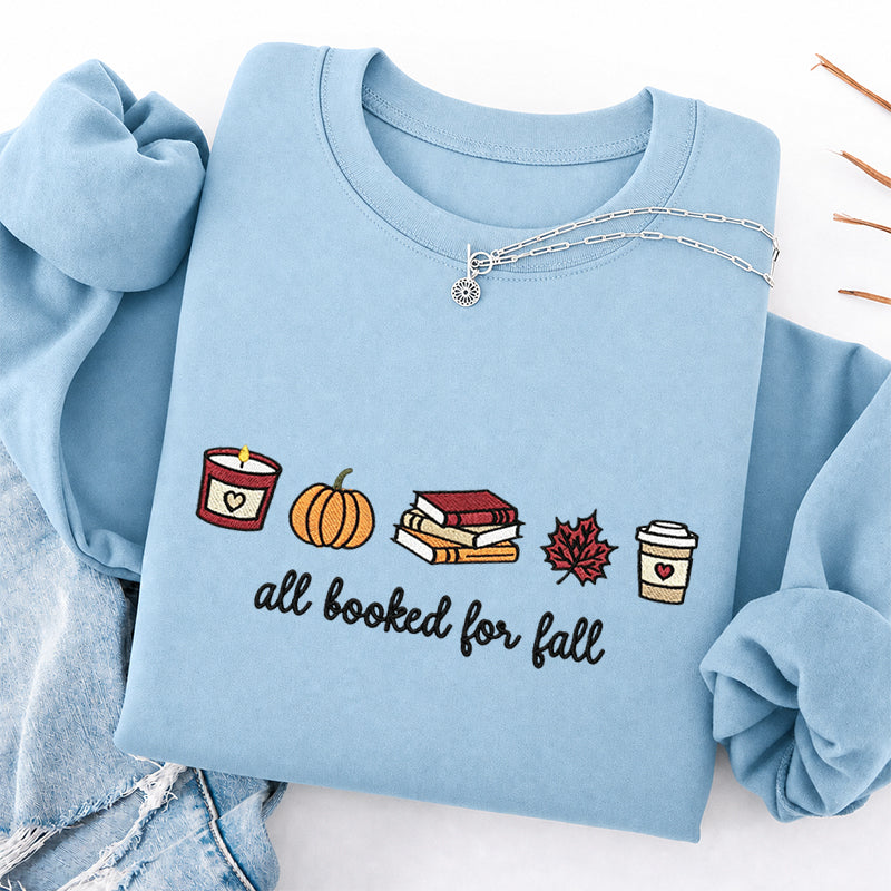 Embroidered All Booked For Fall Classic Crewneck Sweatshirt