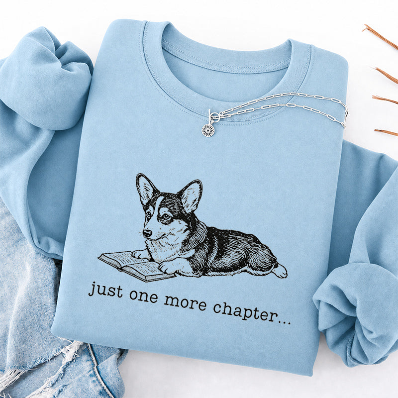 Embroidered One More Chapter Corgi Classic Crewneck Sweatshirt