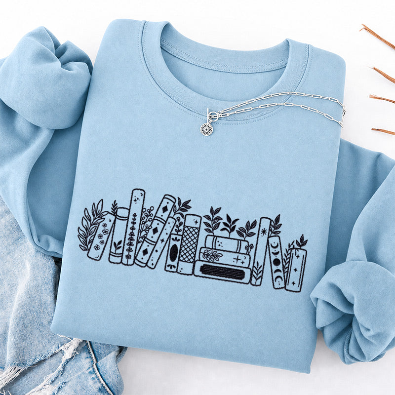 Embroidered Flower Book Classic Crewneck Sweatshirt