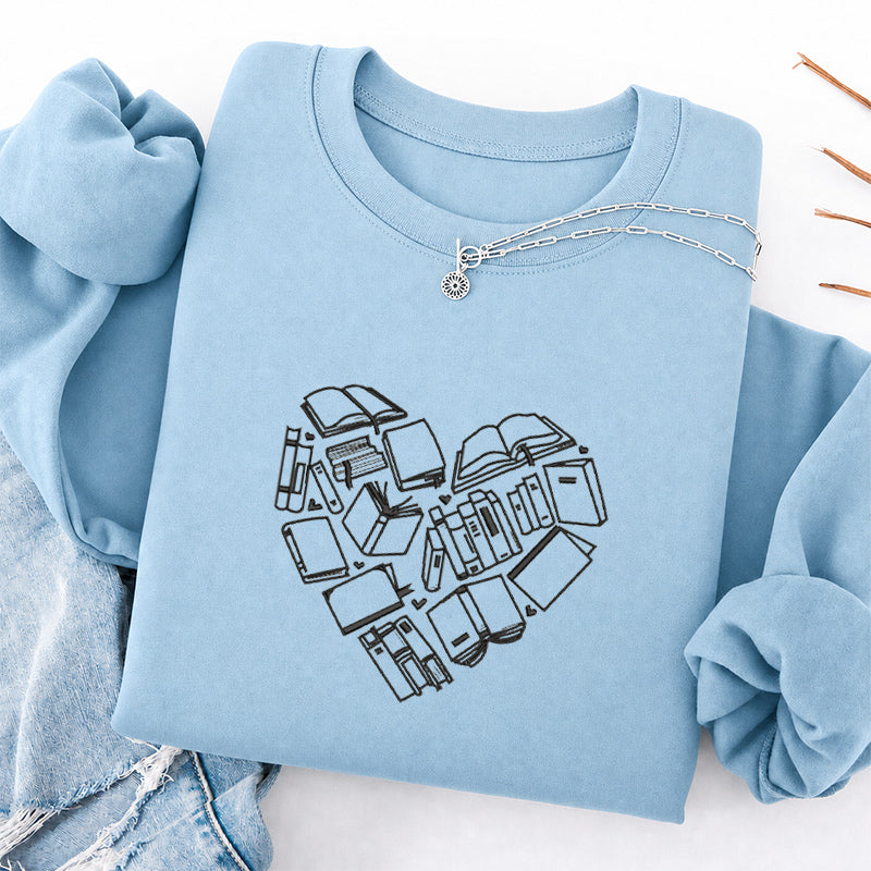 Embroidered Book Heart Classic Crewneck Sweatshirt