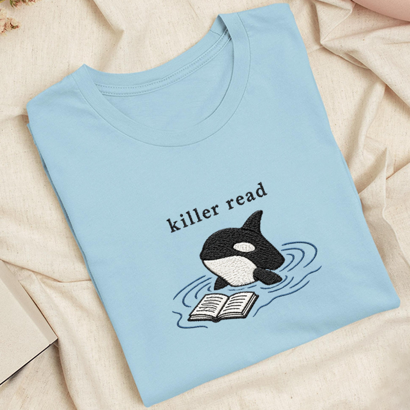 Embroidered Killer Read Orca Classic Adult Unisex Crew Neck T-Shirt