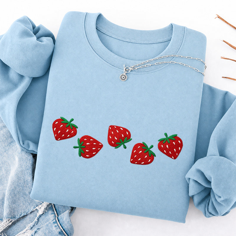 Embroidered Strawberry Classic Crewneck Sweatshirt