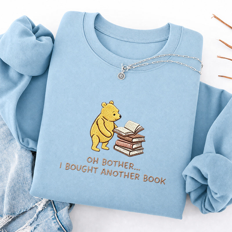 Embroidered Funny Bear Reading Books Classic Crewneck Sweatshirt