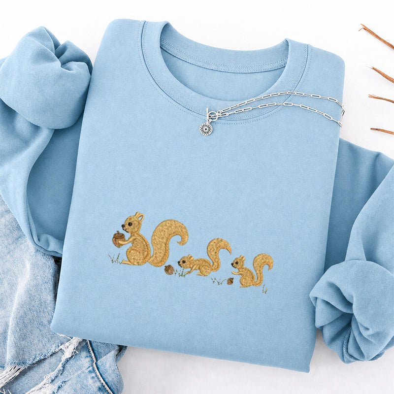 Embroidered Cute Squirrels Classic Crewneck Sweatshirt