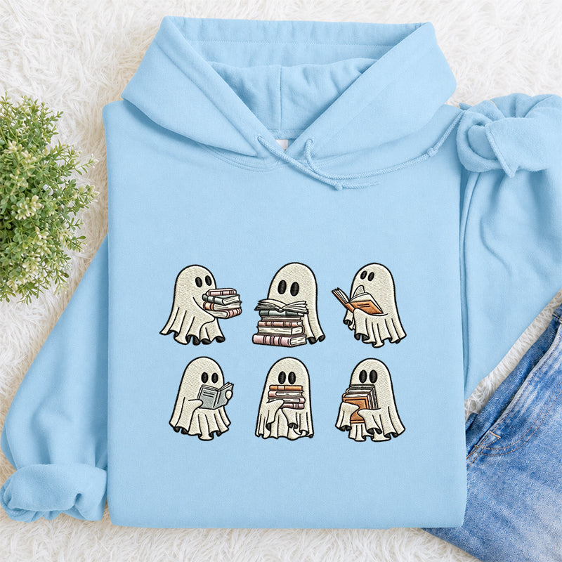 Embroidered Halloween Ghost Book Classic Adult Unisex Hoodie