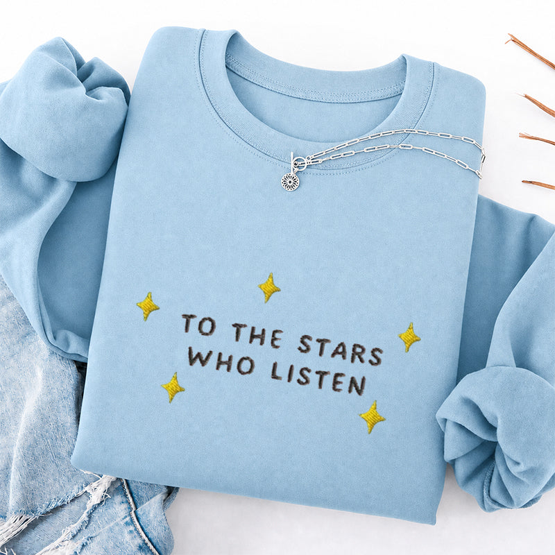 Embroidered To the Star Book Lover Classic Crewneck Sweatshirt