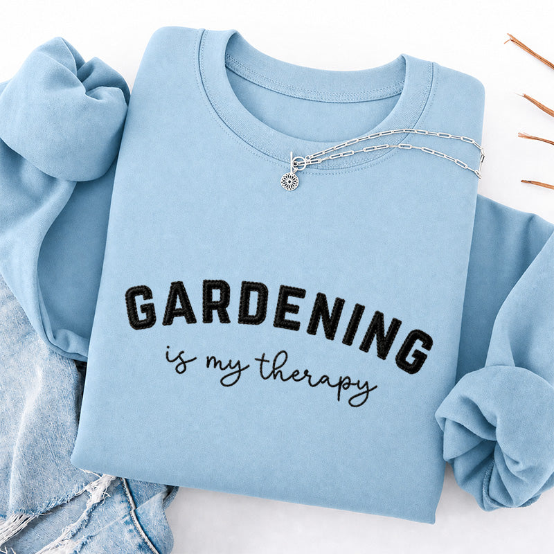 Embroidered Gardening Is My Therapy Classic Crewneck Sweatshirt