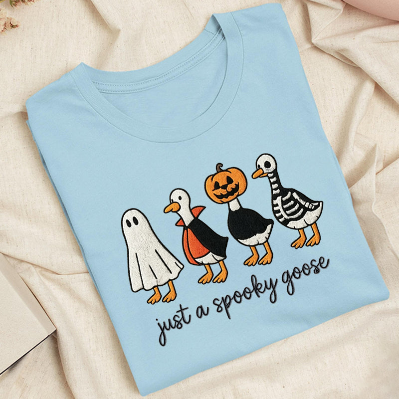 Embroidered Just A Spooky Goose Classic Adult Unisex Crew Neck T-Shirt