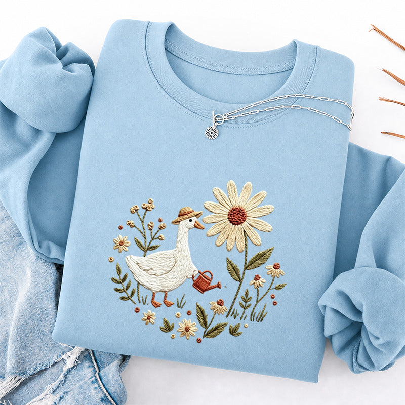 Embroidered Goose Garden Classic Crewneck Sweatshirt