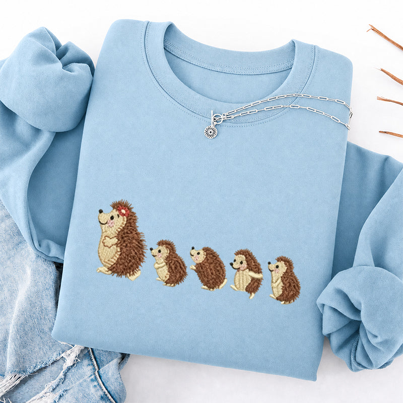 Embroidered Cute Hedgehog Classic Crewneck Sweatshirt
