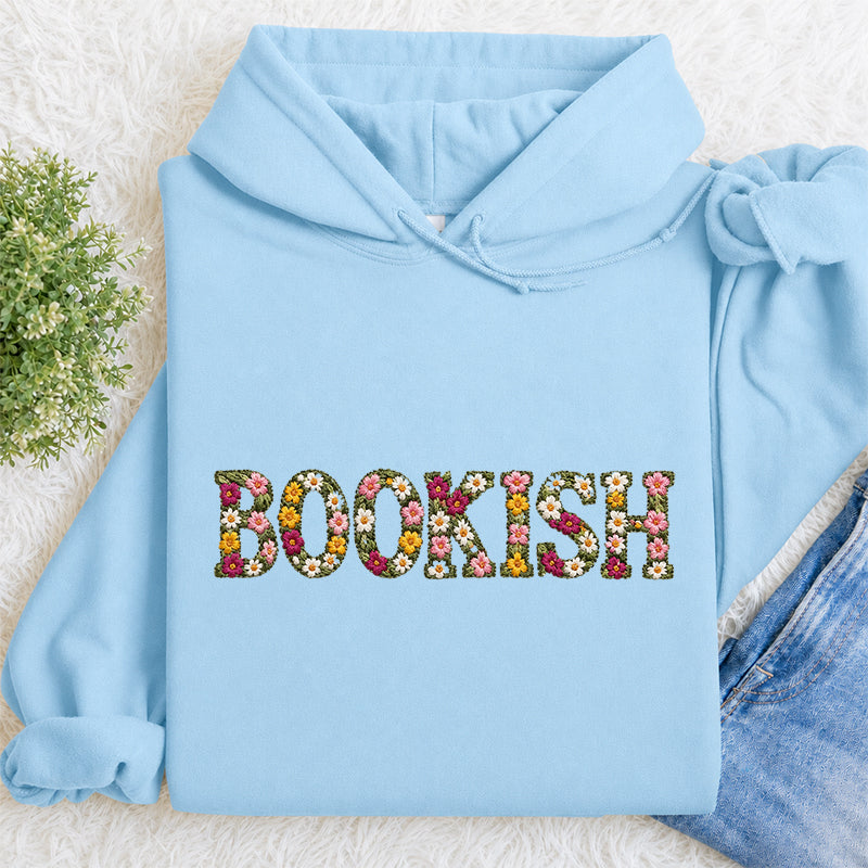 Embroidered Floral Bookish Classic Adult Unisex Hoodie
