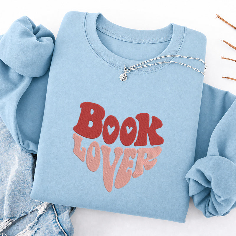 Embroidered Vintage Book Lover Classic Crewneck Sweatshirt