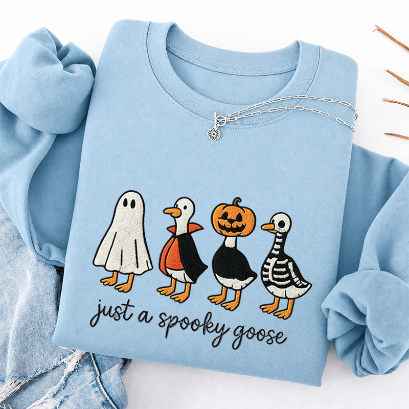 Embroidered Just A Spooky Goose Classic Crewneck Sweatshirt