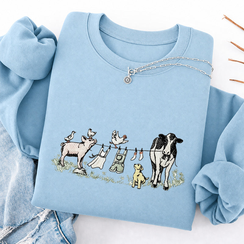 Embroidered Farm Laundry Day Classic Crewneck Sweatshirt