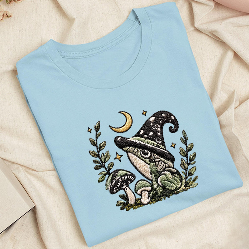 Embroidered Witchy Frog Classic Adult Unisex Crew Neck T-Shirt