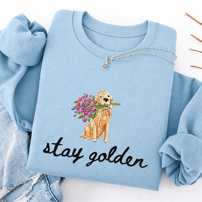 Embroidered Stay Golden Classic Crewneck Sweatshirt