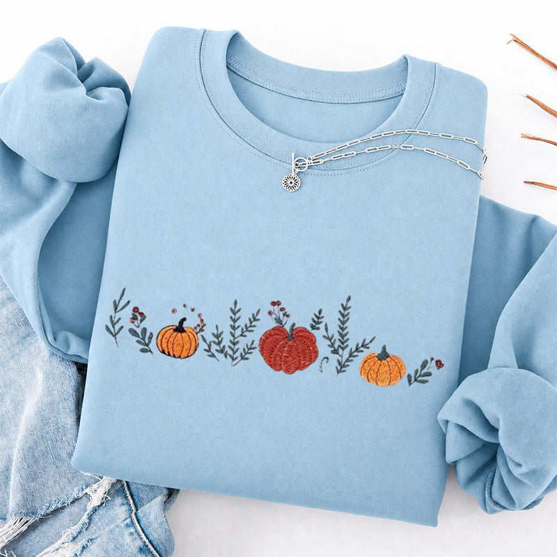 Embroidered Fall Enchanted Pumpkins Classic Crewneck Sweatshirt