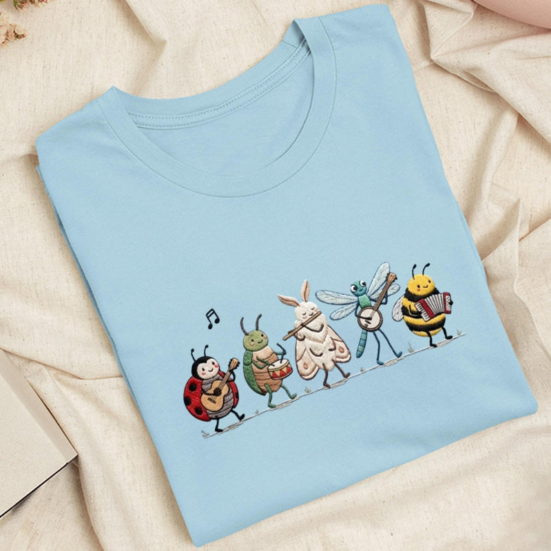 Embroidered Bug Orchestra Classic Adult Unisex Crew Neck T-Shirt