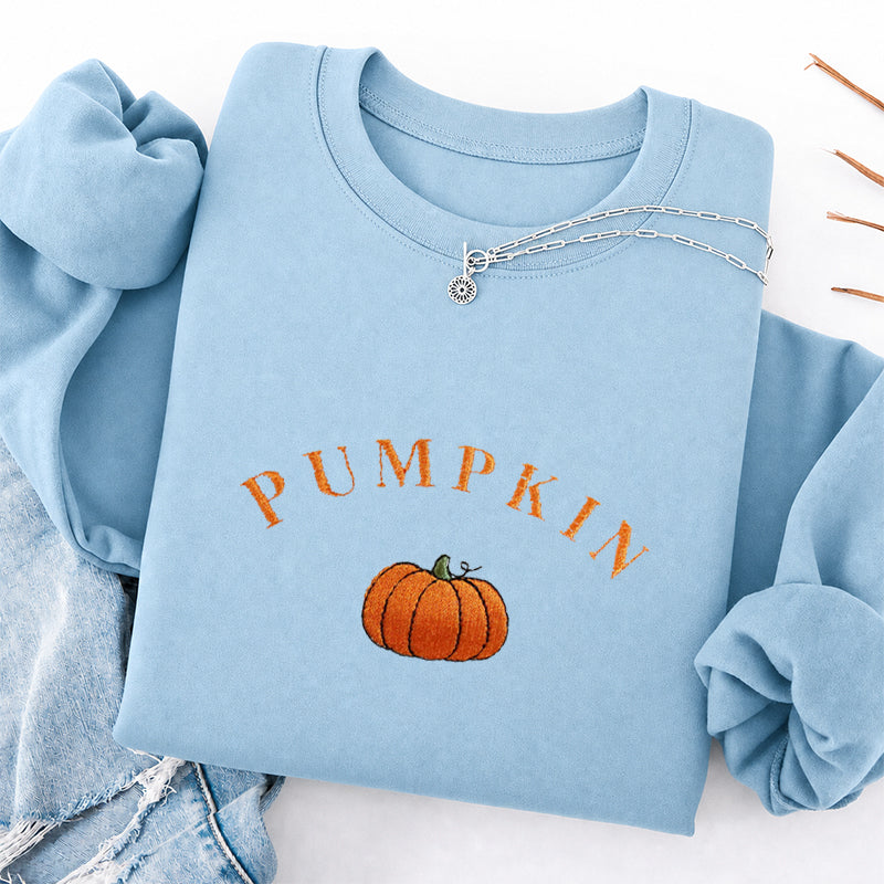 Embroidered Cute Pumpkin Classic Crewneck Sweatshirt