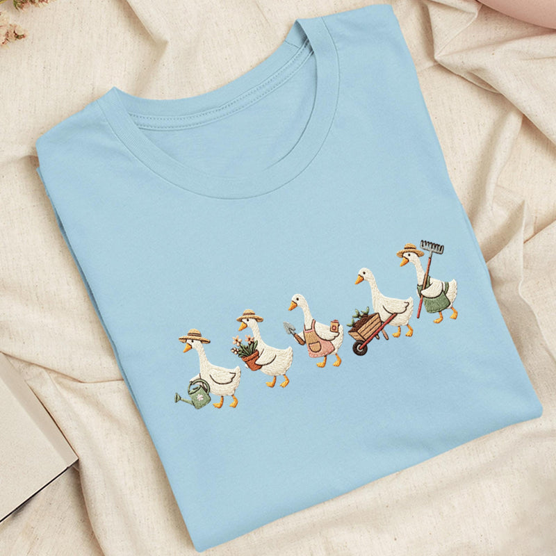 Embroidered Garden Goose Classic Adult Unisex Crew Neck T-Shirt