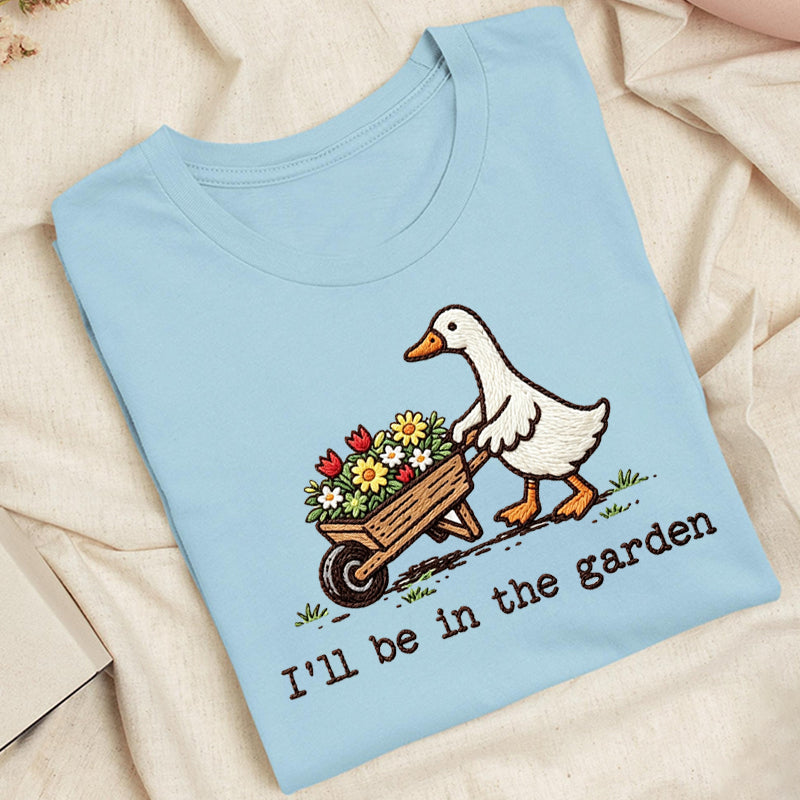 Embroidered Silly Goose Garden Classic Adult Unisex Crew Neck T-Shirt