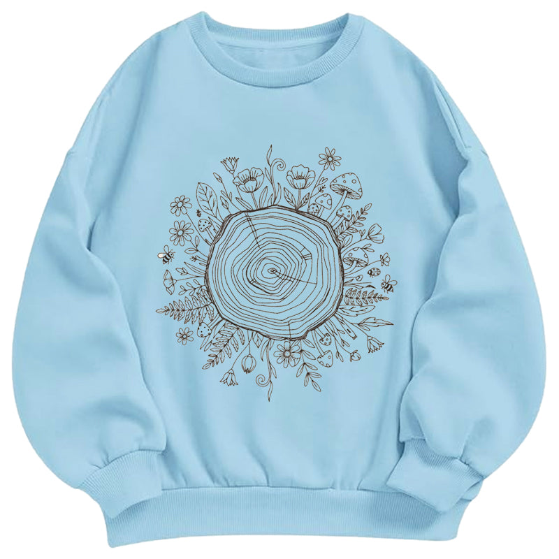 Tree Ring with Wildflowers Classic Adult Unisex Crewneck Sweatshirts