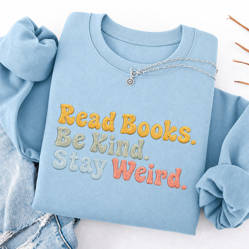 Embroidered Read Book Be Kind Classic Crewneck Sweatshirt