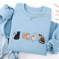 Embroidered Cats And Flowers Classic Crewneck Sweatshirt
