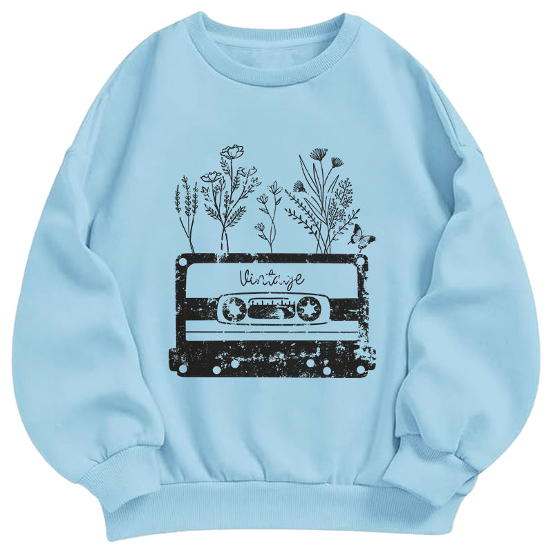 Vintage Cassette Wildflowers Classic Adult Unisex Crewneck Sweatshirts