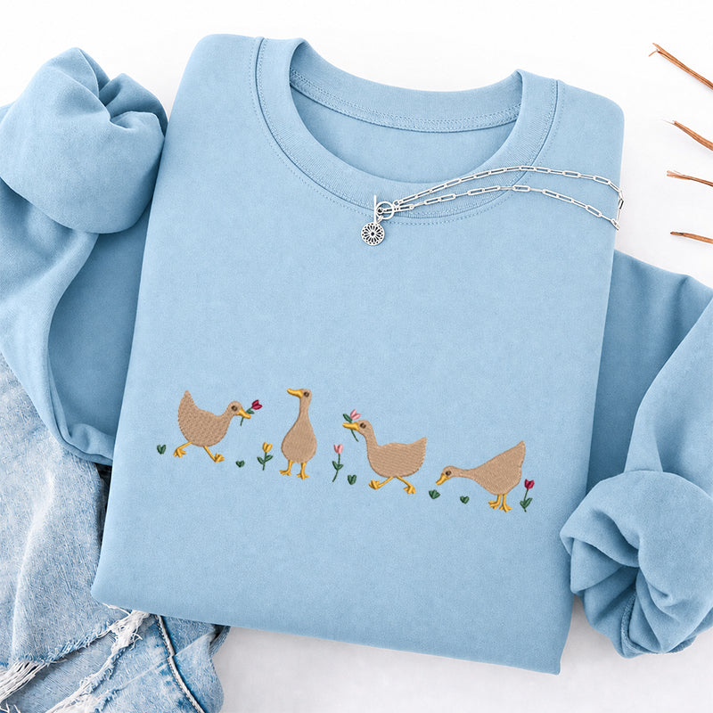Embroidered Floral Silly Goose Classic Crewneck Sweatshirt