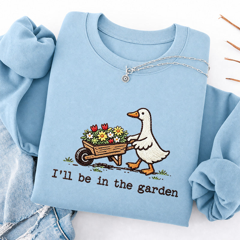 Embroidered Silly Goose Garden Classic Crewneck Sweatshirt