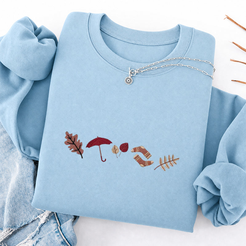 Embroidered Cozy Fall Classic Crewneck Sweatshirt