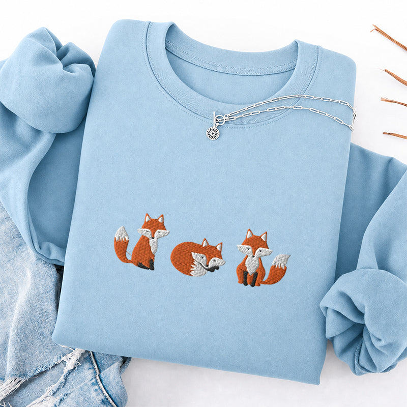 Embroidered Cute Fox Classic Crewneck Sweatshirt