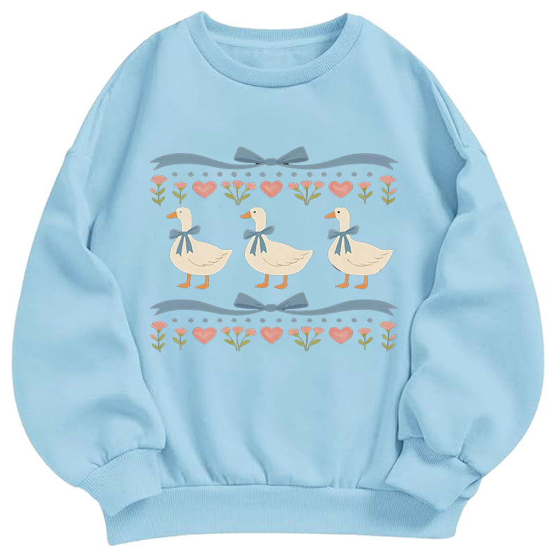 Vintage Three Duck & Floral Classic Adult Unisex Crewneck Sweatshirts