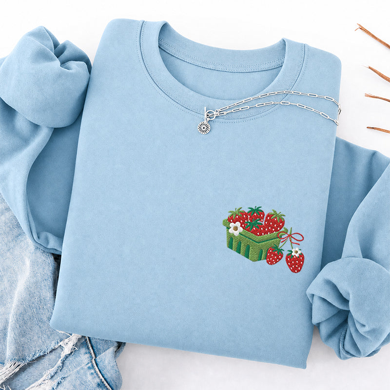 Embroidered Strawberry Blanket Classic Crewneck Sweatshirt