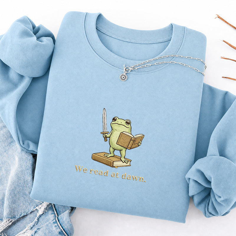 Embroidered We Read At Dawn Classic Crewneck Sweatshirt