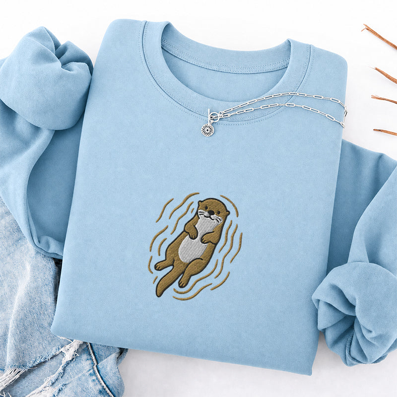 Embroidered Otter Classic Crewneck Sweatshirt