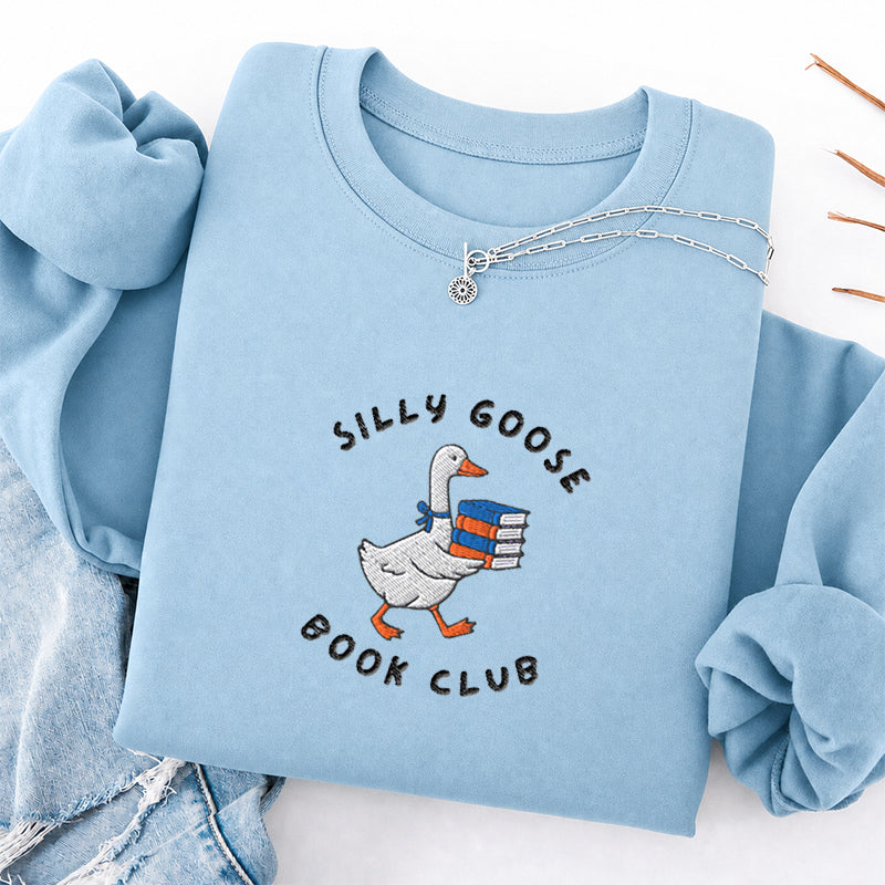 Embroidered Silly Goose Book Club Classic Crewneck Sweatshirt