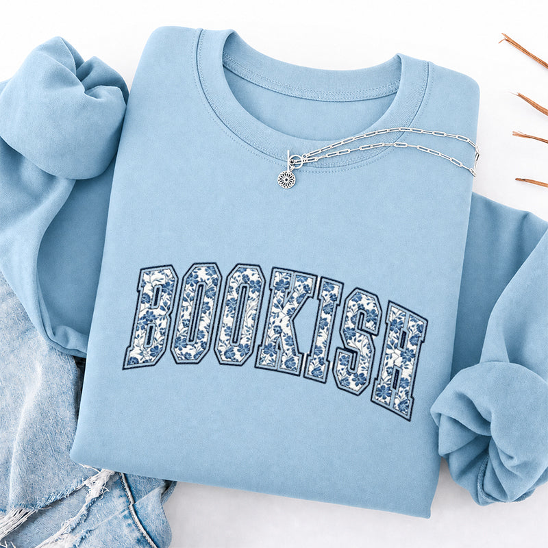 Embroidered Retro Bookish Classic Crewneck Sweatshirt