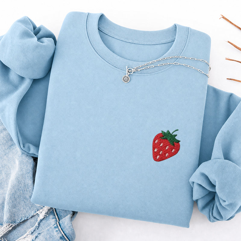 Embroidered Strawberry Classic Crewneck Sweatshirt