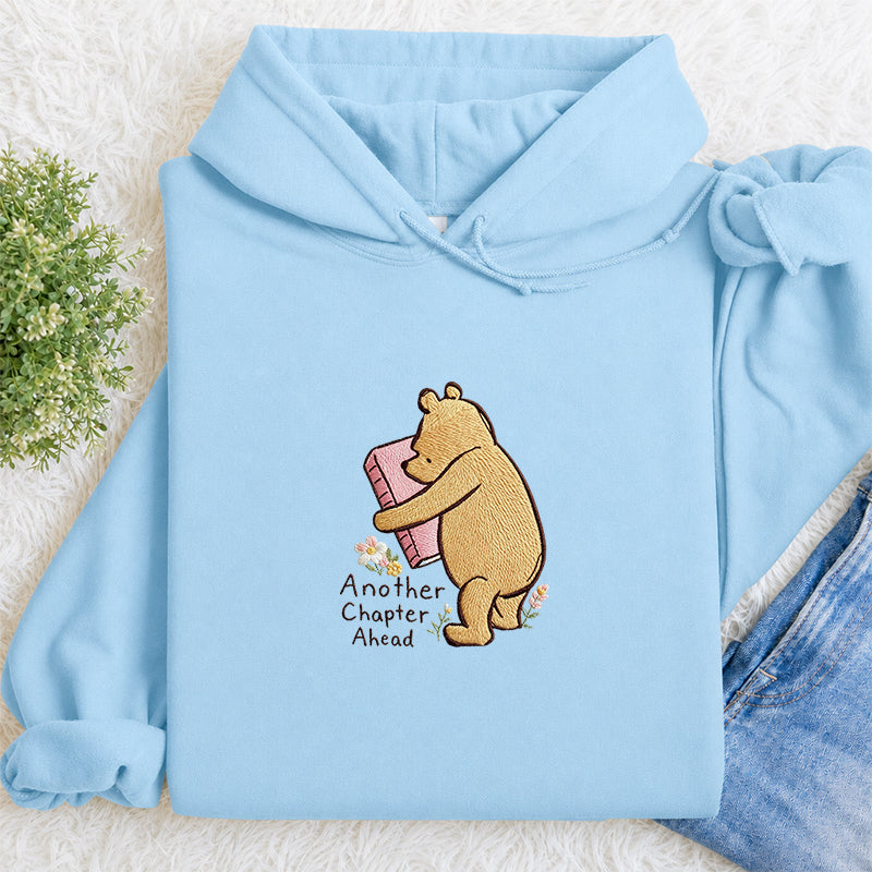 Embroidered Reading Bear Another Chapter Classic Adult Unisex Hoodie
