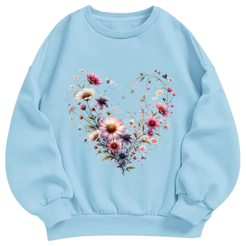 Wildflowers Woven Heart Classic Adult Unisex Crewneck Sweatshirts