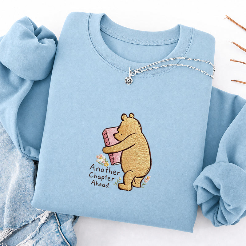 Embroidered Reading Bear Another Chapter Classic Crewneck Sweatshirt
