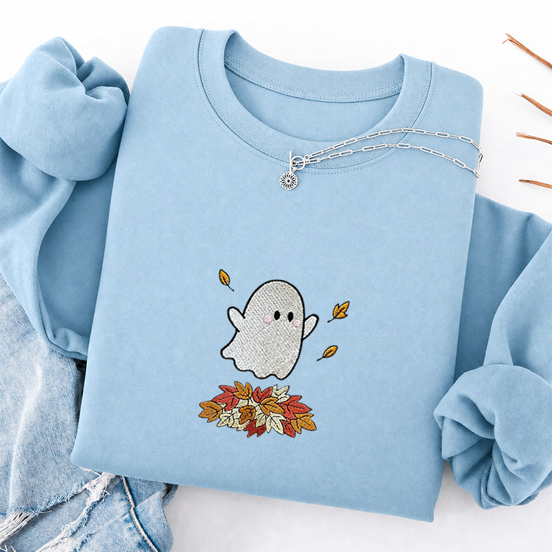 Embroidered Fall Ghost Classic Crewneck Sweatshirt