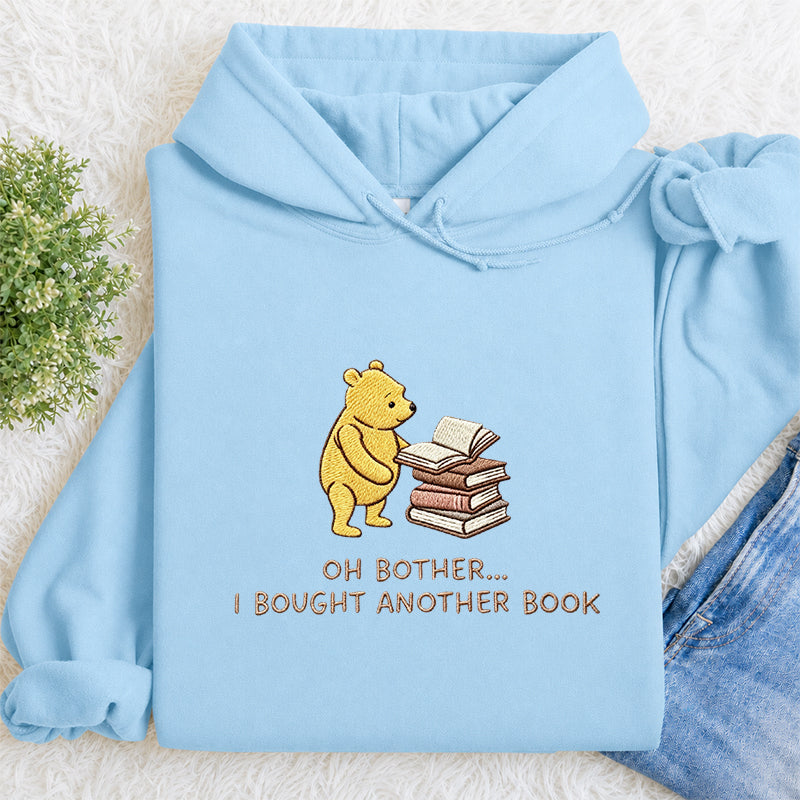 Embroidered Funny Bear Reading Books Classic Adult Unisex Hoodie