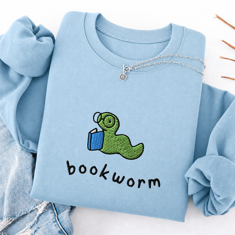 Embroidered Funny Bookworm Classic Crewneck Sweatshirt
